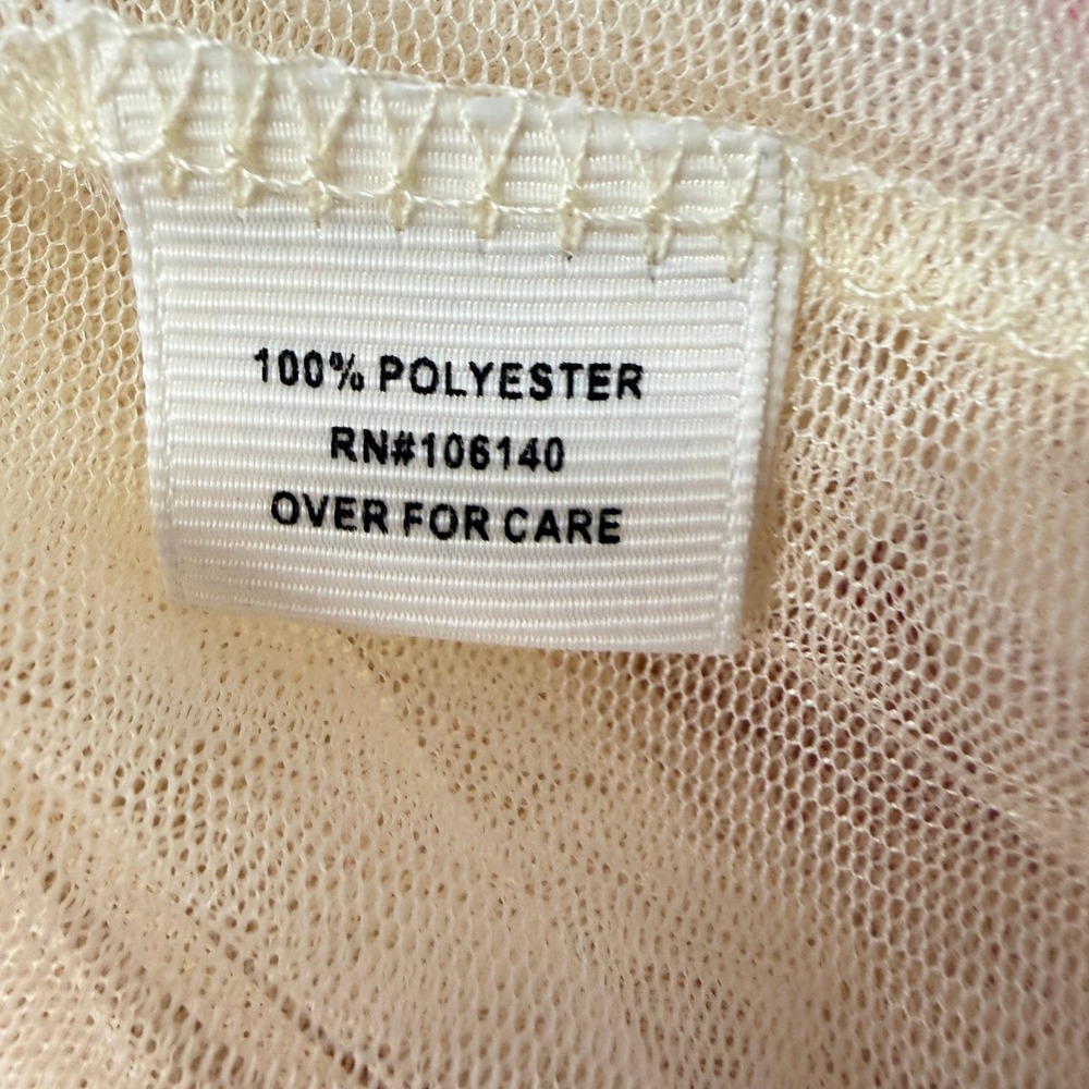 ULTRA PINK Cream Faux Pearl Embellished Sheer Mesh Tulle Blouse XL - Picture 5 of 7